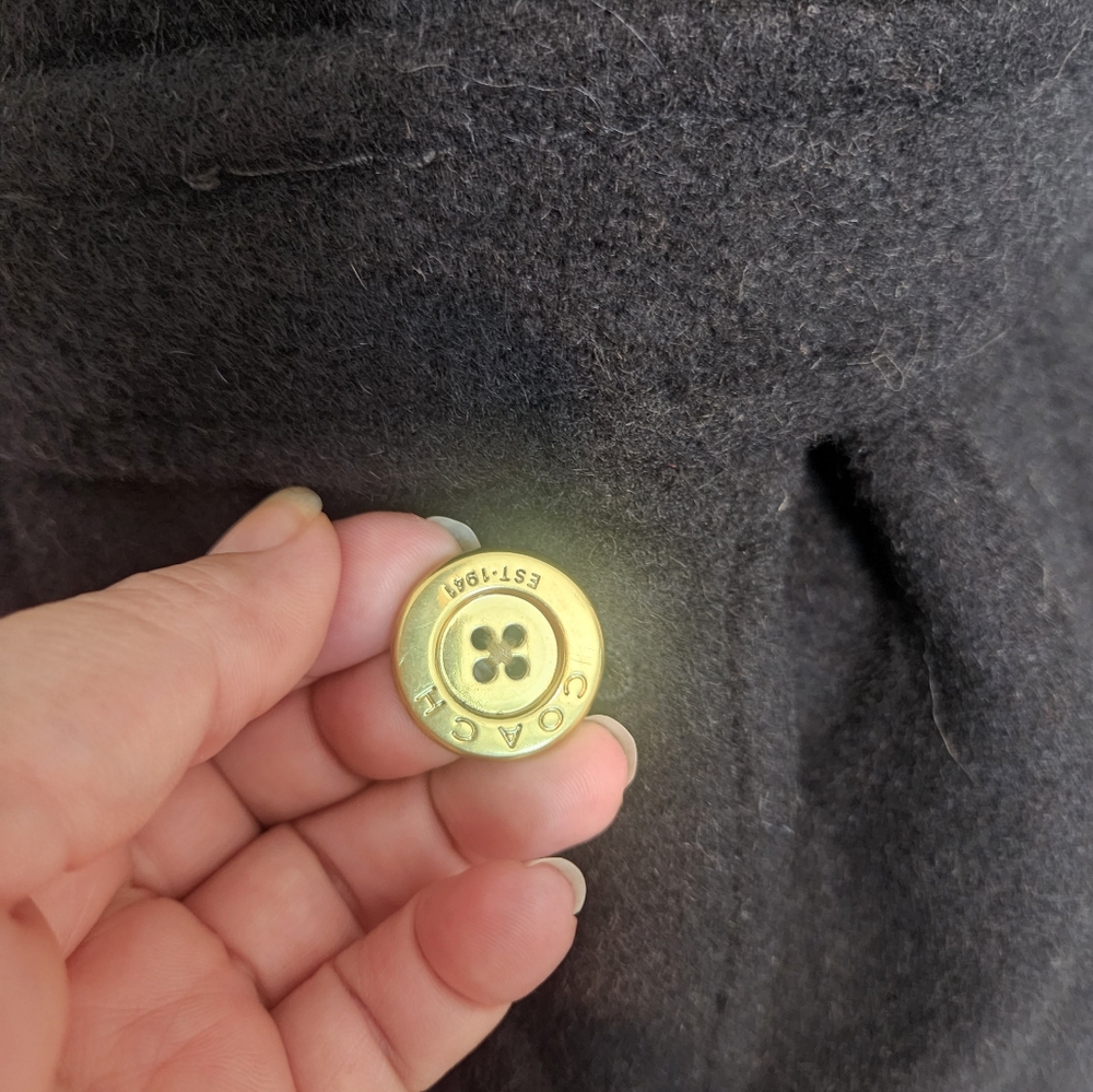 Coach Black Trench Coat with Gold Buttons - Picture 3 of 11